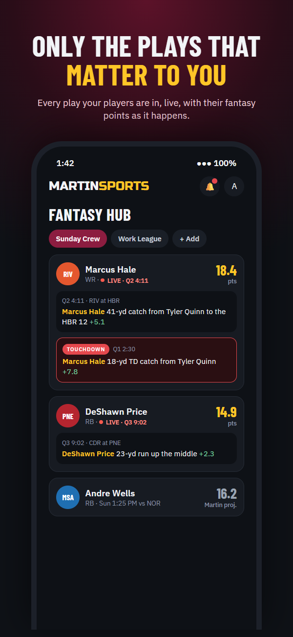 MartinSports Scores screen